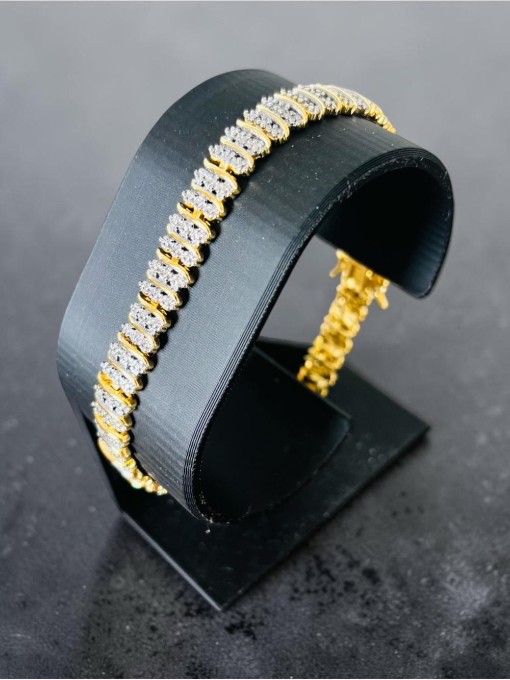 Morgan & Paige tennis bracelet silver gold-plated Tone S Shape Link Triple Row